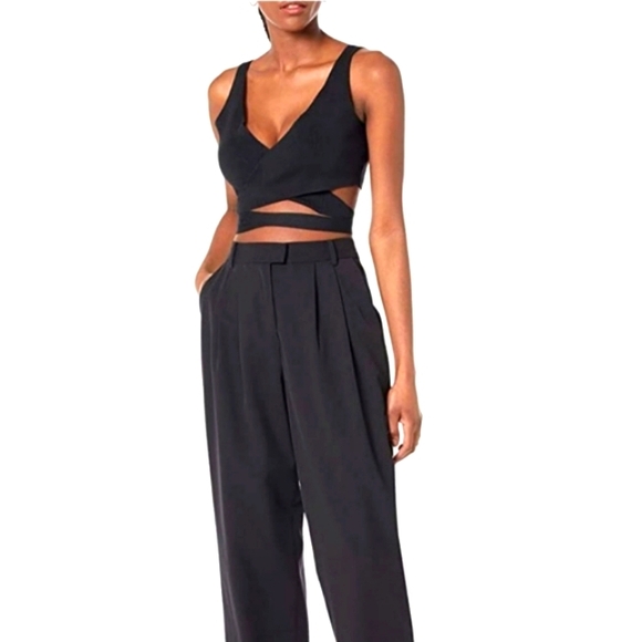 THE DROP MALIKA BLACK LIMITED EDITION WRAP AROUND SWEATER BRALETTE NWT SIZE XL - Picture 10 of 12